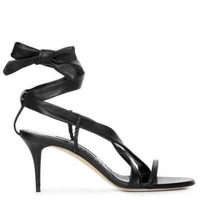 Shop Manolo Blahnik Tor 70 Black Nappa Sandals