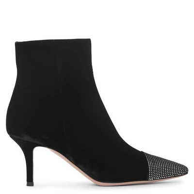 Shop Gianvito Rossi Crystal Velvet Ankle Boots