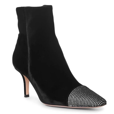Shop Gianvito Rossi Crystal Velvet Ankle Boots