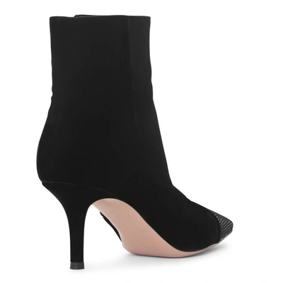 Shop Gianvito Rossi Crystal Velvet Ankle Boots