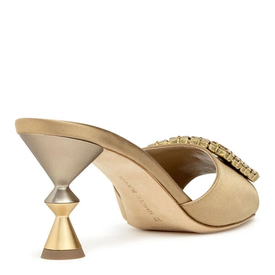 Shop Manolo Blahnik Uliana Golden Brown Satin Mules