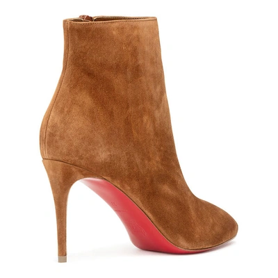 Shop Christian Louboutin Eloise Booty 85 Tan Suede Ankle Boots In Brown