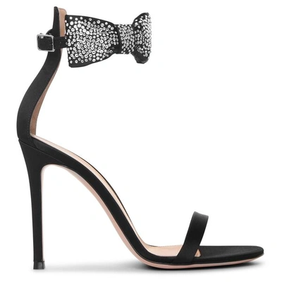 Shop Gianvito Rossi Ambrosia Satin Bow Sandals In Black