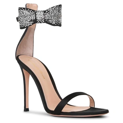 Shop Gianvito Rossi Ambrosia Satin Bow Sandals In Black