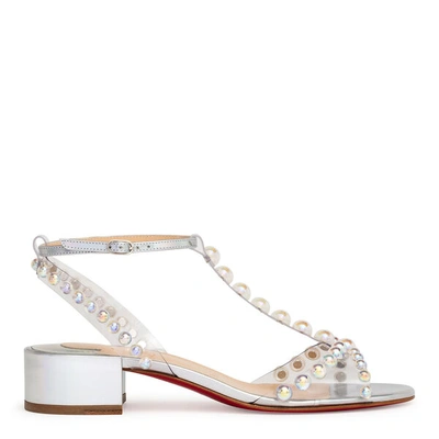 Shop Christian Louboutin Faridaravie 25 Pvc Silver Sandals In Silver/white/metallic