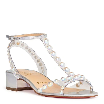 Shop Christian Louboutin Faridaravie 25 Pvc Silver Sandals In Silver/white/metallic