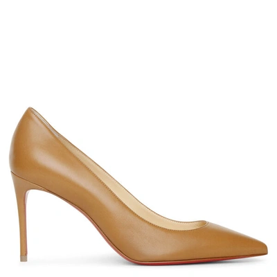 Shop Christian Louboutin Kate 85 Cafe Creme Leather Pumps