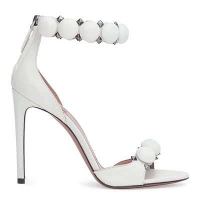 Shop Alaïa White Leather Bomb Sandals