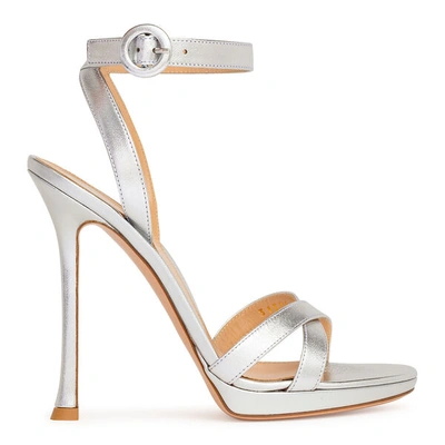 Shop Gianvito Rossi Silver Metallic Nappa Sandals