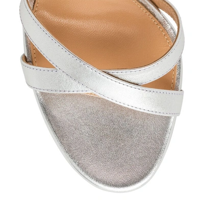 Shop Gianvito Rossi Silver Metallic Nappa Sandals