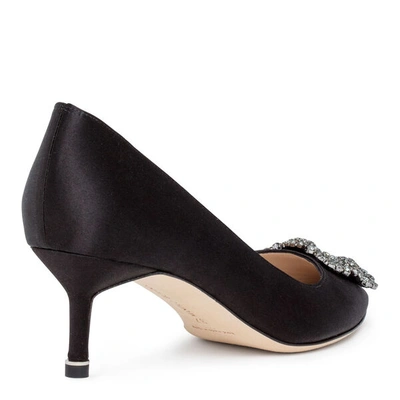 Shop Manolo Blahnik Hangisi 50 Black Satin Pump