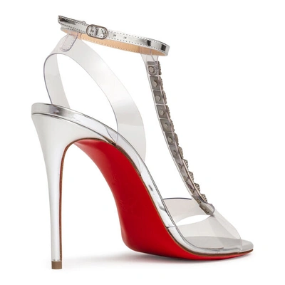 Shop Christian Louboutin Jamais Assez 100 Pvc Silver Sandals In Silver/transparent