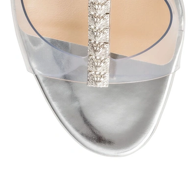 Shop Christian Louboutin Jamais Assez 100 Pvc Silver Sandals In Silver/transparent