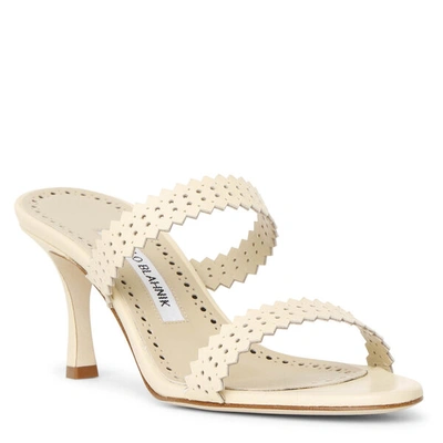 Shop Manolo Blahnik Riesamu 70 Leather Mule Sandals