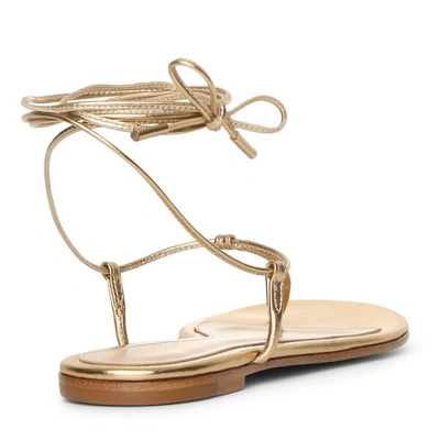 Shop Gianvito Rossi Metallic Gold Leather Flat Sandals