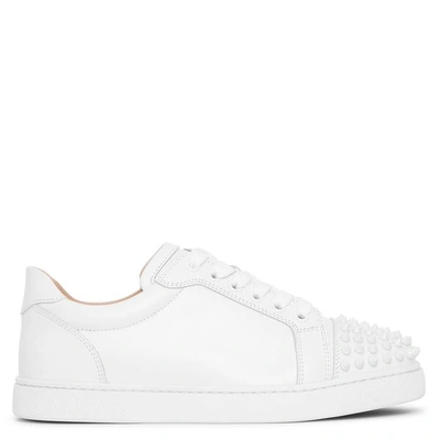 Shop Christian Louboutin Vieira Spikes Flat White Sneakers