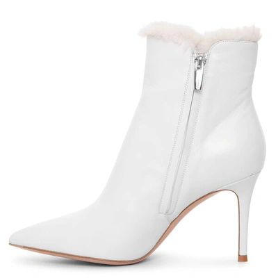 Shop Gianvito Rossi Levy 85 White Ankle Boots