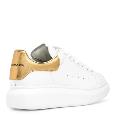 Shop Alexander Mcqueen White And Gold Classic Sneakers