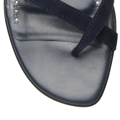 Shop Manolo Blahnik Susaperf Brocade Flat Sandals In Blue/gold