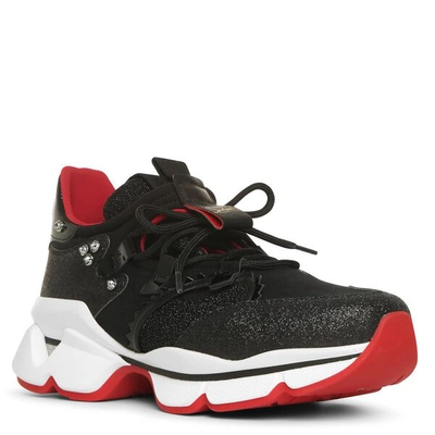 Shop Christian Louboutin Red Runner Donna Black Sneakers