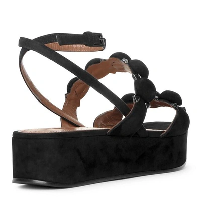 Shop Alaïa Bombe 45 Black Suede Flatform Sandals