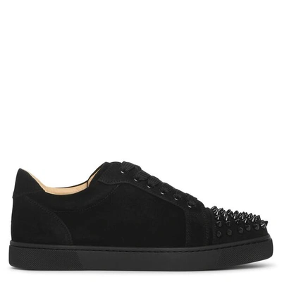 Shop Christian Louboutin Vieira Spikes Black Suede Sneakers