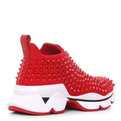 Shop Christian Louboutin Spike Sock Red Sneakers