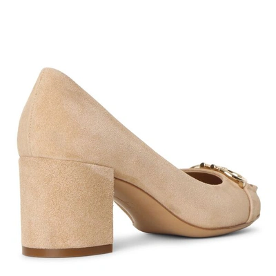 Shop Ferragamo Gancini Suede Almond Pumps