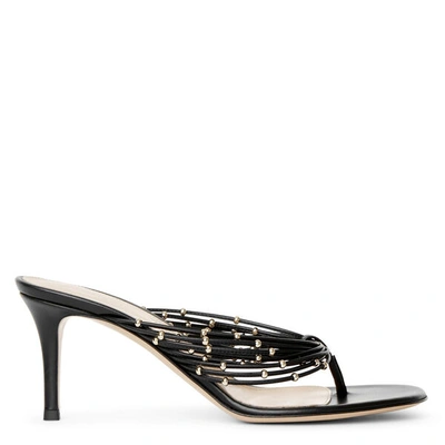 Shop Gianvito Rossi Black Leather Thong Sandals