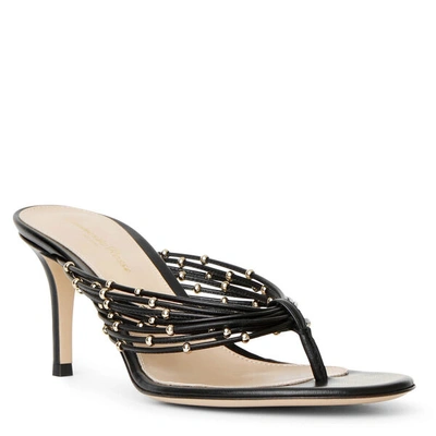 Shop Gianvito Rossi Black Leather Thong Sandals