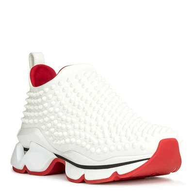 Christian Louboutin Spike Sock Donna Red Sole Trainers In White