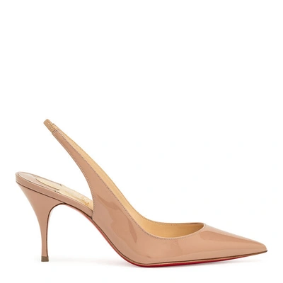 Shop Christian Louboutin Clare Sling 80 Patent Beige Pumps