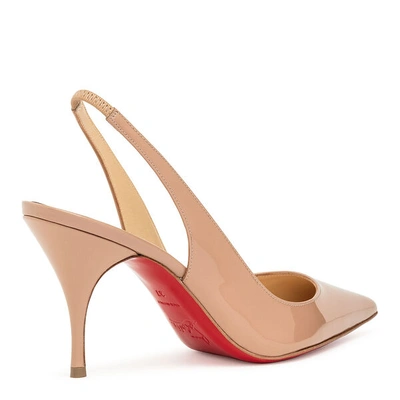 Shop Christian Louboutin Clare Sling 80 Patent Beige Pumps