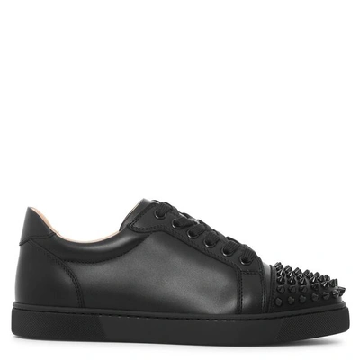 Shop Christian Louboutin Vieira Spikes Black Leather Sneakers