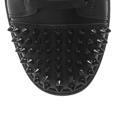 Shop Christian Louboutin Vieira Spikes Black Leather Sneakers