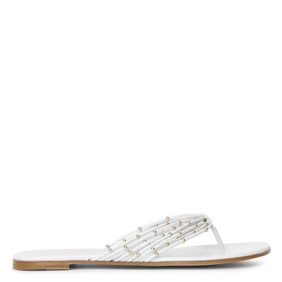 Shop Gianvito Rossi White Leather Flat Thong Sandals