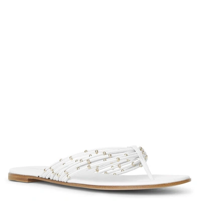 Shop Gianvito Rossi White Leather Flat Thong Sandals