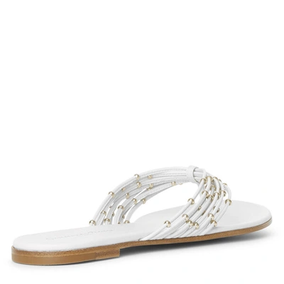 Shop Gianvito Rossi White Leather Flat Thong Sandals