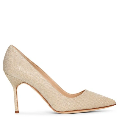 Shop Manolo Blahnik Bb 90 Champagne Glitter Pumps