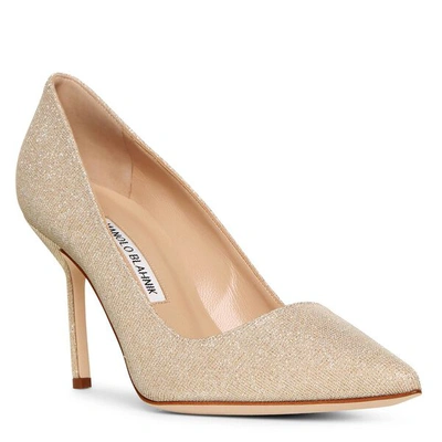 Shop Manolo Blahnik Bb 90 Champagne Glitter Pumps