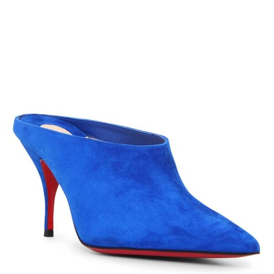 Shop Christian Louboutin Quart 80 Suede Mules In Blue