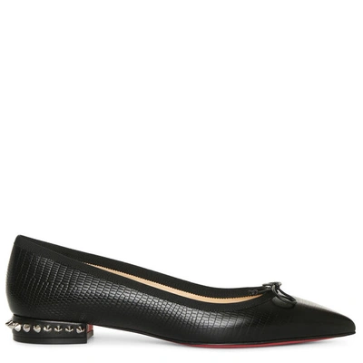 Shop Christian Louboutin Hall Printed Leather Ballet Flats In Black