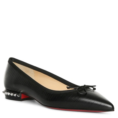 Shop Christian Louboutin Hall Printed Leather Ballet Flats In Black