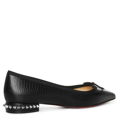 Shop Christian Louboutin Hall Printed Leather Ballet Flats In Black