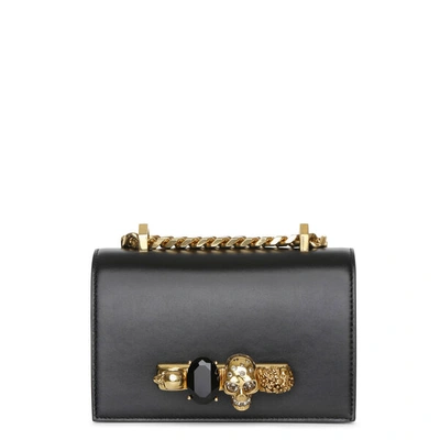 Shop Alexander Mcqueen Mini Jewelled Black And Gold Satchel