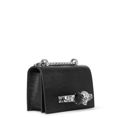 Shop Alexander Mcqueen Mini Jewelled Black And Silver Satchel