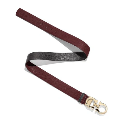 Shop Ferragamo Reversable And Adjustable Burgundy Gancini Belt