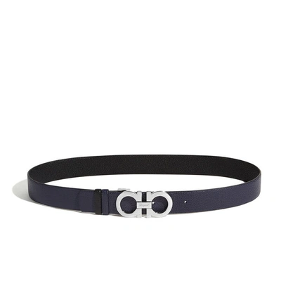 Shop Ferragamo Reversable And Adjustable Blue Gancini Belt