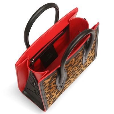 Shop Christian Louboutin Paloma S Mini Leopard Suede Bag In Brown