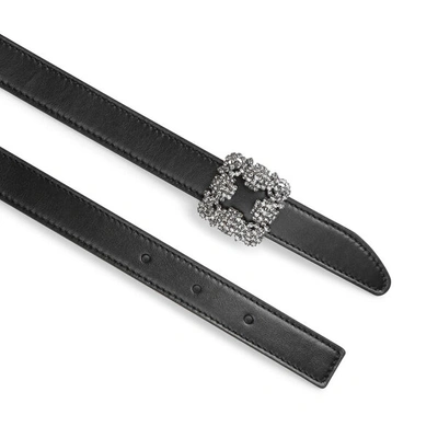 Shop Manolo Blahnik Hangisi Black Leather 20mm Belt